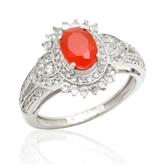 HopeaSormus Punaisella Akaatilla ja Valkoisella Topaasilla