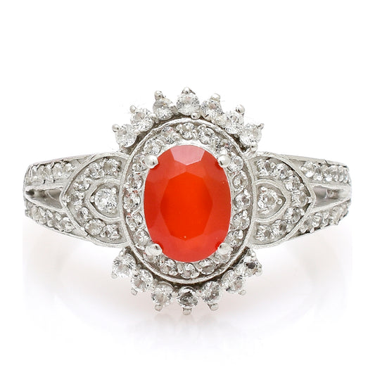 HopeaSormus Punaisella Akaatilla ja Valkoisella Topaasilla