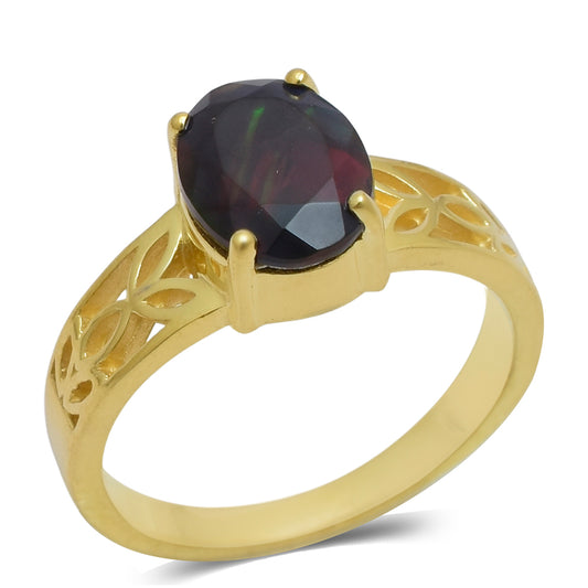 Kullattu hopeaSormus Etiopialaisella Lega Dembi Opaalilla