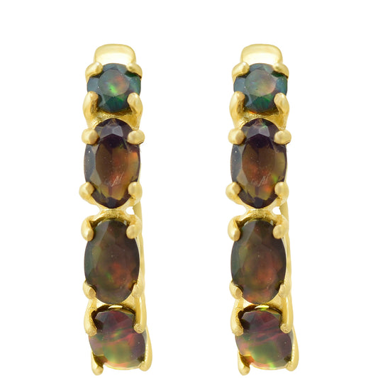 Kullatut hopeat Korvakorut Etiopialaisella Lega Dembi Opaalilla