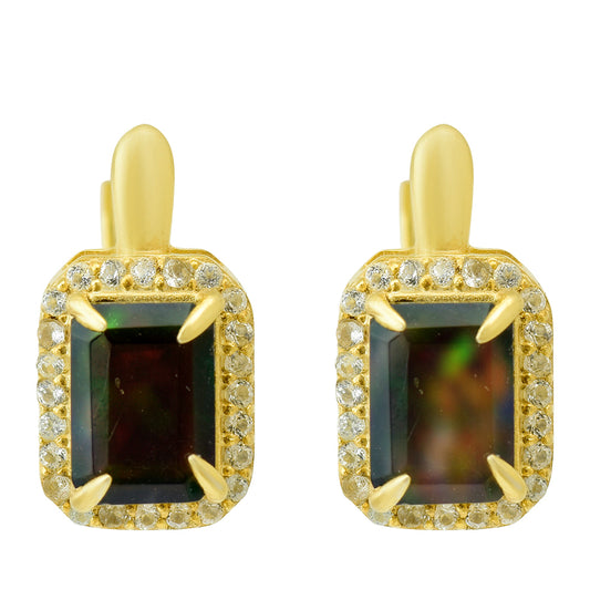 Kullatut hopeat Korvakorut Etiopialaisella Lega Dembi Opaalilla