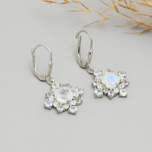 HopeaKorvakorut Sateenkaarikuukivellä ja Valkoisella Topaasilla