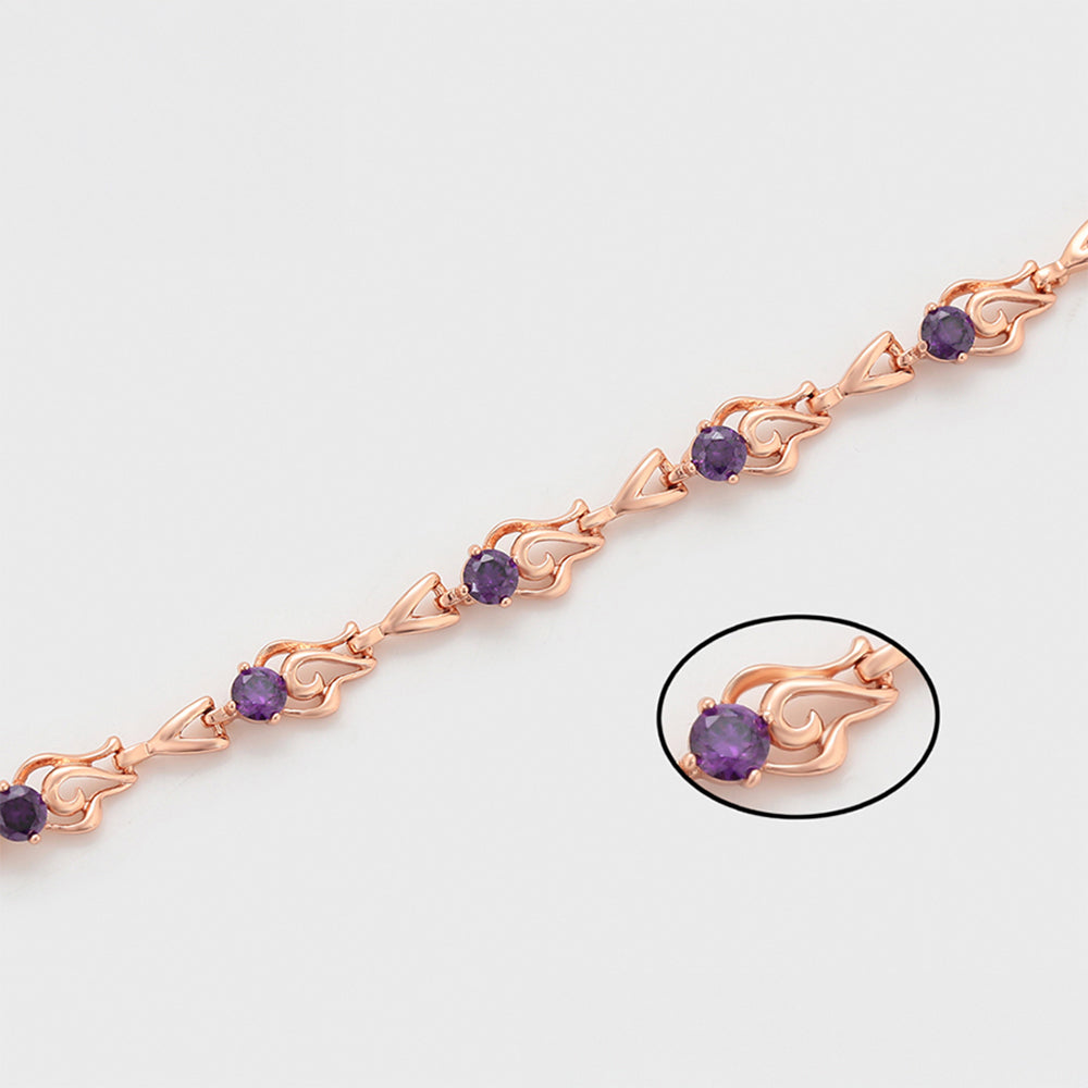 Kullattu TeräsRannekoru Violetilla Emporia® Kristallilla 7 