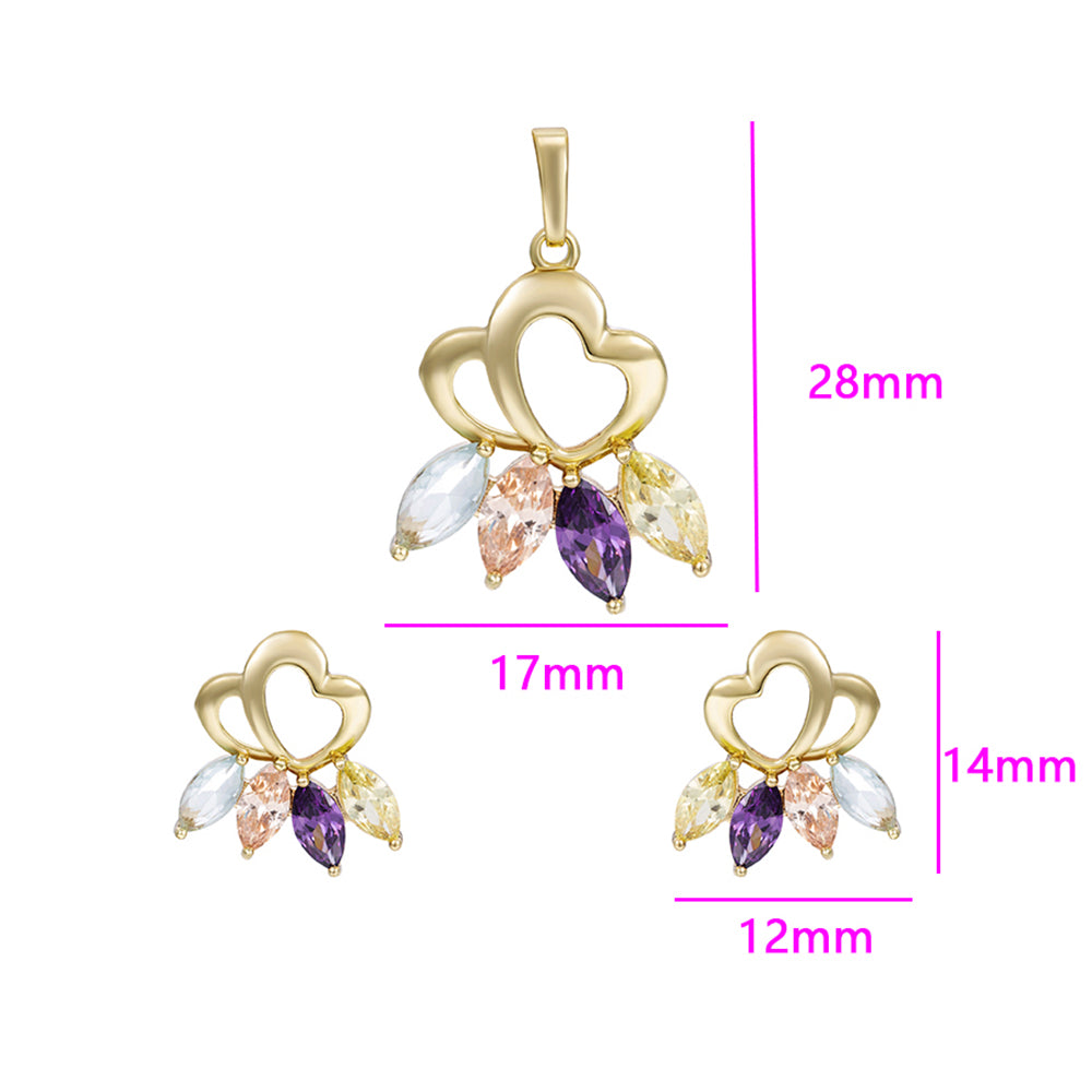 Kullattu TeräsSetti Violetilla Emporia® Kristallilla ja Valkoisella Emporia® Kristallilla ( Korvakorut+Riipus ) 3 
