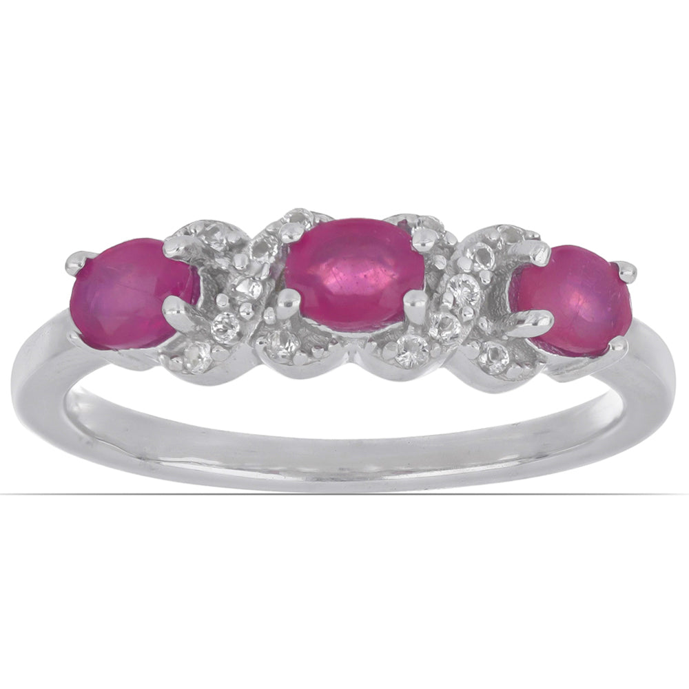 Hopeasormus Malagassin Rubiinilla ja Valkoisella Topaasilla 2 