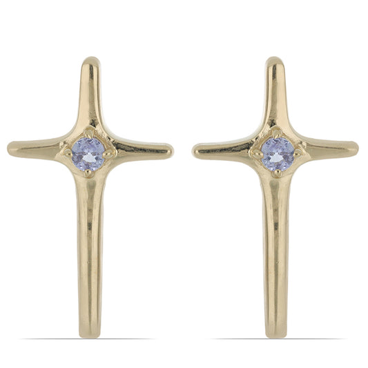 Kullatut hopeat korvakorut Tansaniitilla