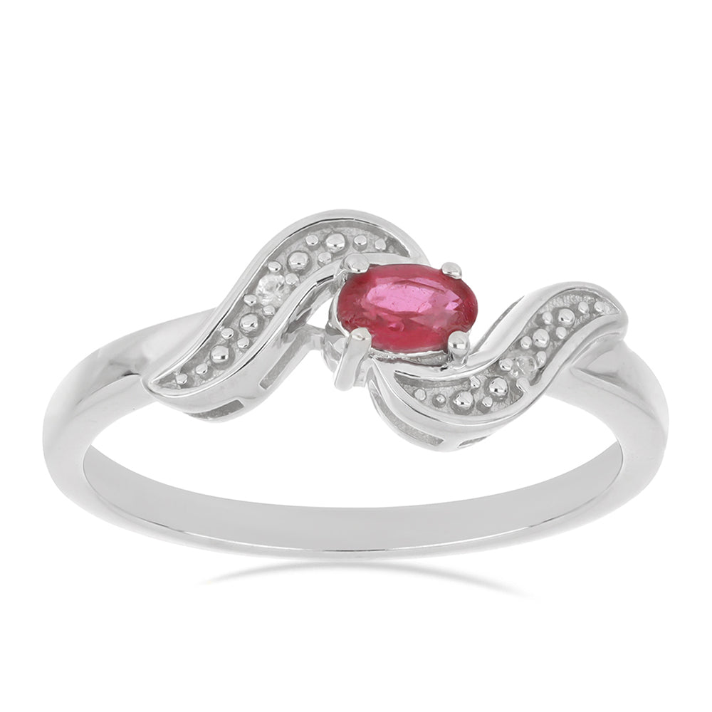 Hopeasormus Malagassin Rubiinilla ja Valkoisella Topaasilla