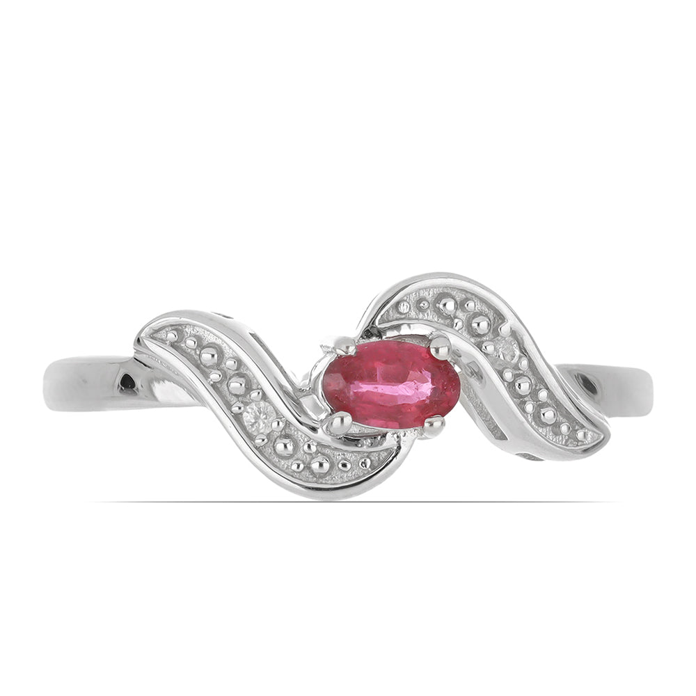 Hopeasormus Malagassin Rubiinilla ja Valkoisella Topaasilla