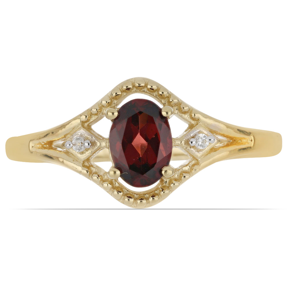 Kullattu hopeaSormus Barton Granaatilla ja Valkoisella Topaasilla 1 