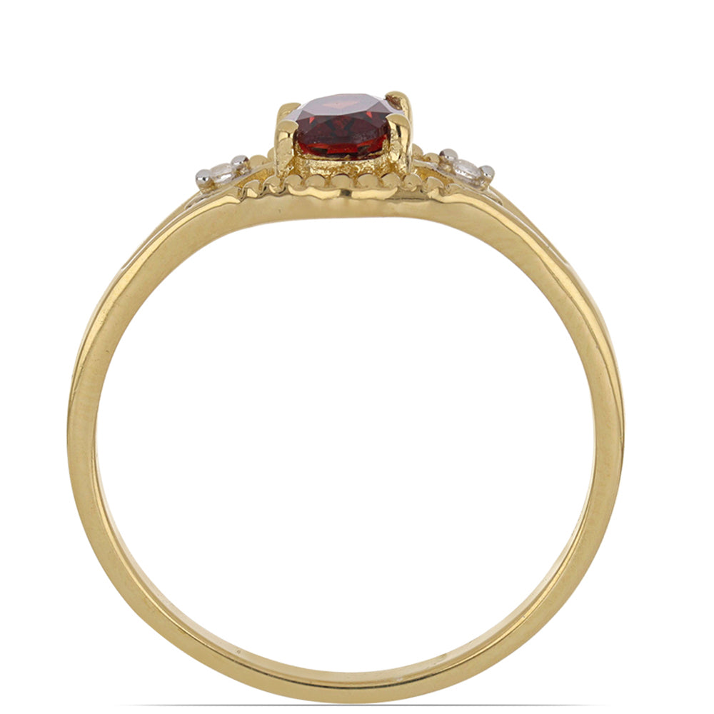 Kullattu hopeaSormus Barton Granaatilla ja Valkoisella Topaasilla 3 