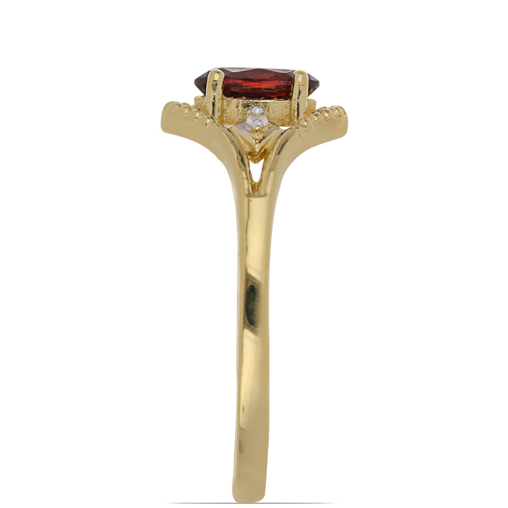 Kullattu hopeaSormus Barton Granaatilla ja Valkoisella Topaasilla 4 