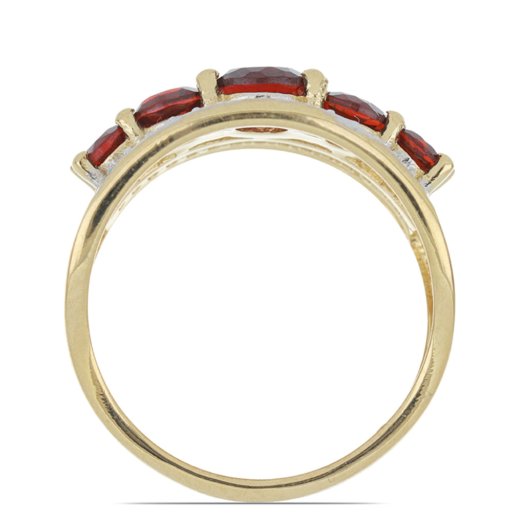 Kullattu hopeaSormus Barton Granaatilla ja Valkoisella Topaasilla