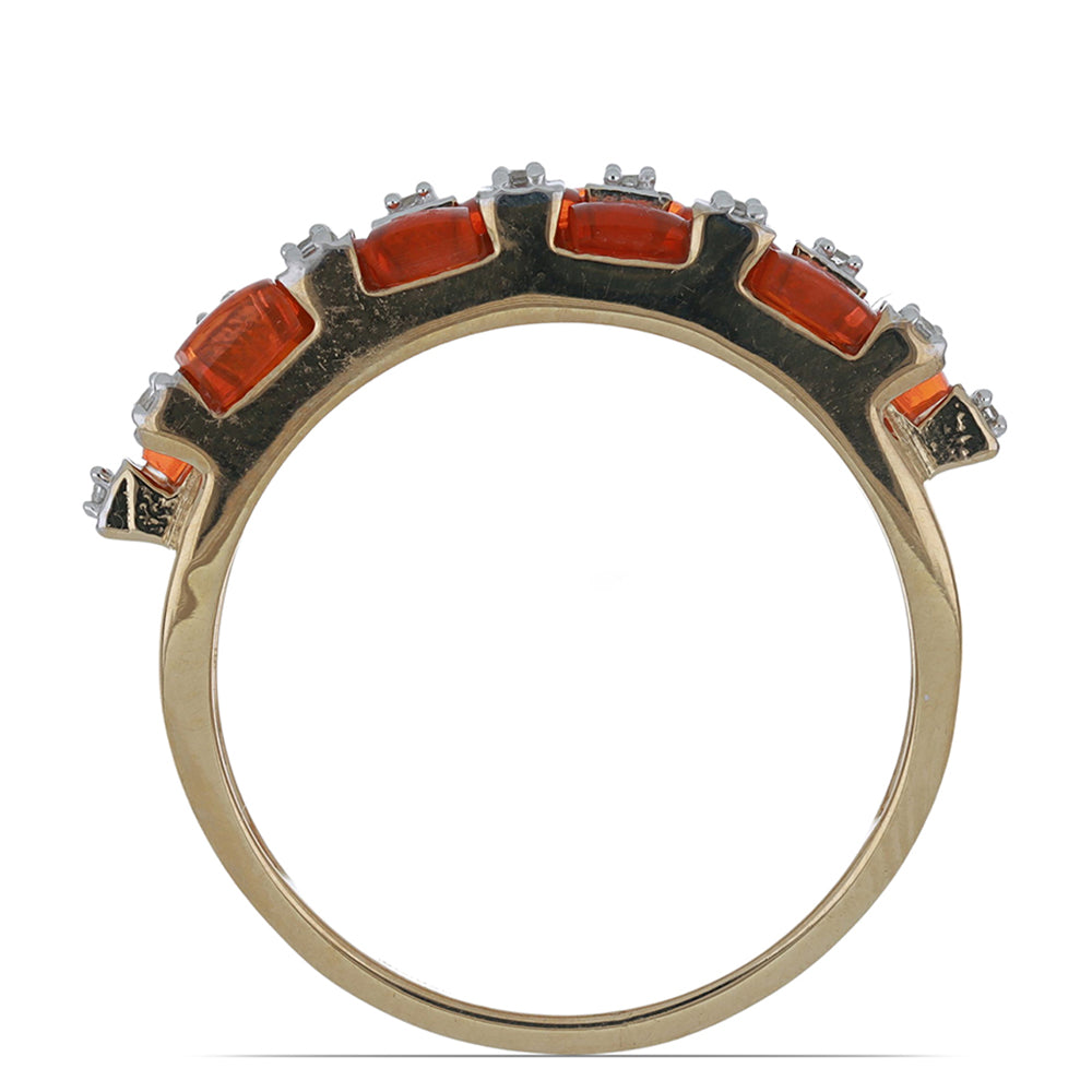 Kullattu hopeaSormus Lega Dembin Oranssilla Opaalilla ja Valkoisella Topaasilla 3 