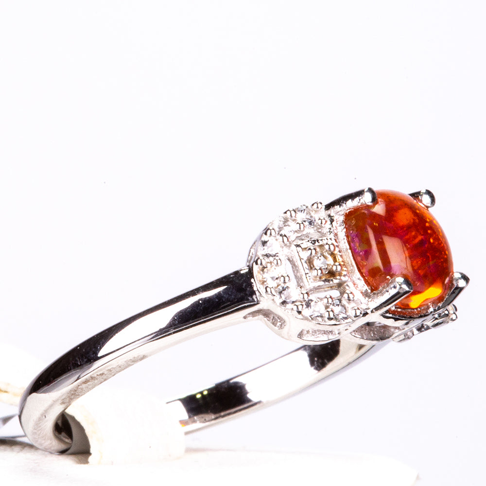 Hopeasormus Lega Dembin Oranssilla Opaalilla ja Valkoisella Topaasilla 2 