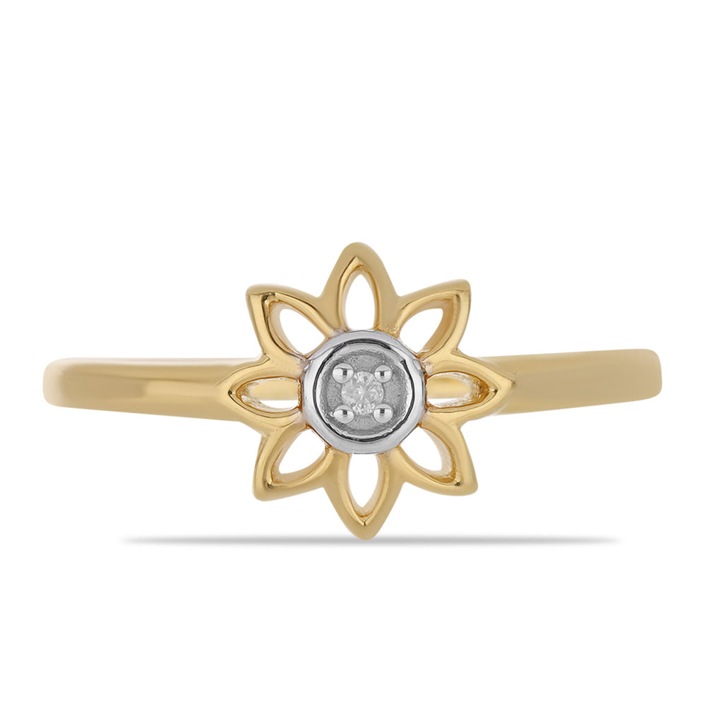 Kullattu hopeaSormus Valkoisella Timantilla 1 