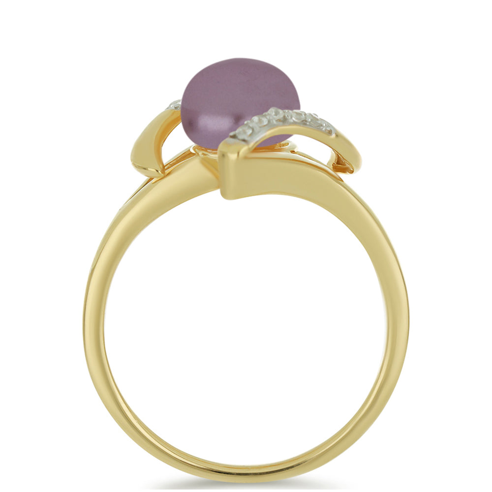 Kullattu hopeaSormus Violetilla Makeanveden Helmellä ja Valkoisella Topaasilla