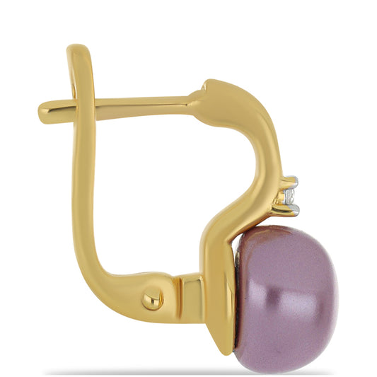 Kullatut hopeat Korvakorut Violetilla Makeanveden Helmellä ja Valkoisella Topaasilla