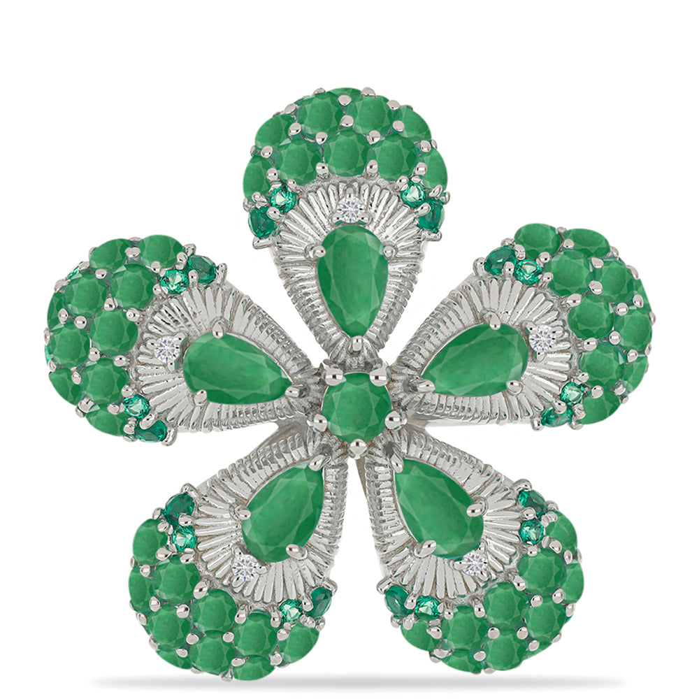 Hopeasormus Brasilian Smaragdilla ja Valkoisella Timantilla 1 