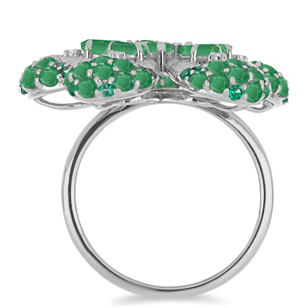 Hopeasormus Brasilian Smaragdilla ja Valkoisella Timantilla 2 