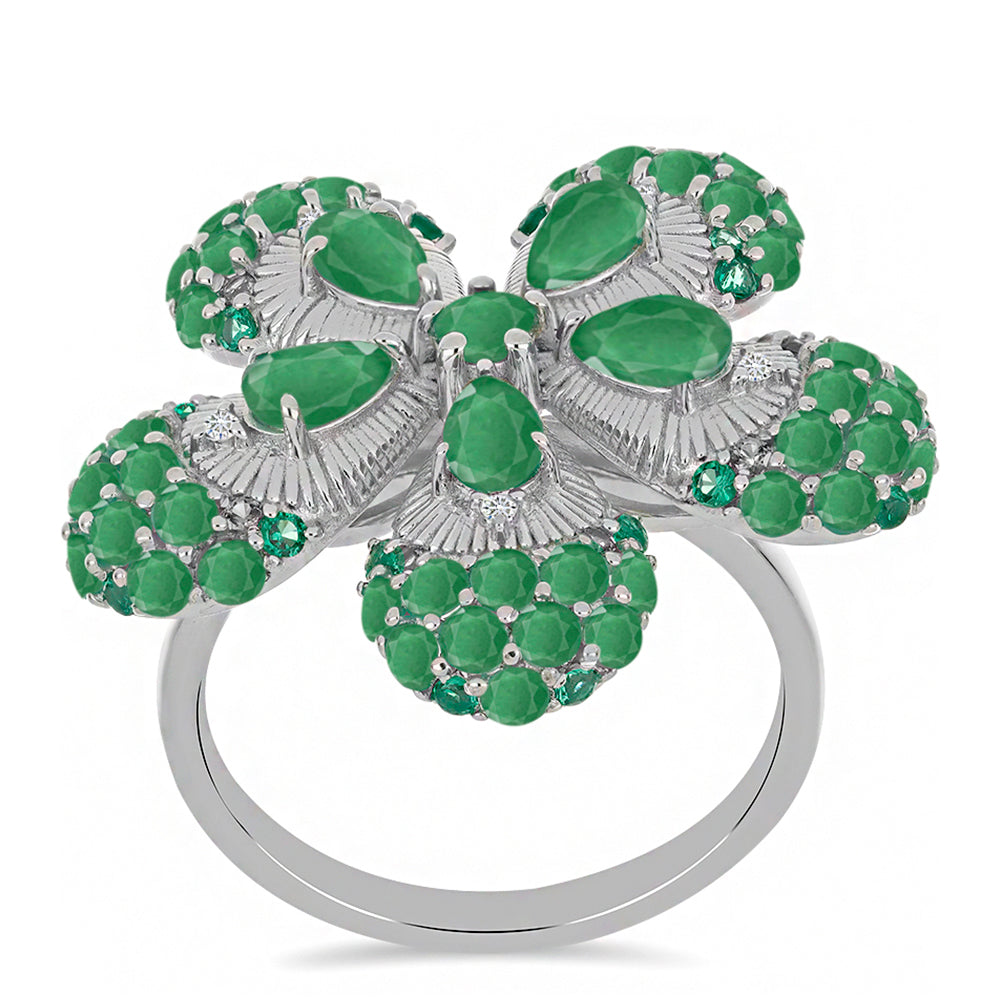 Hopeasormus Brasilian Smaragdilla ja Valkoisella Timantilla 3 