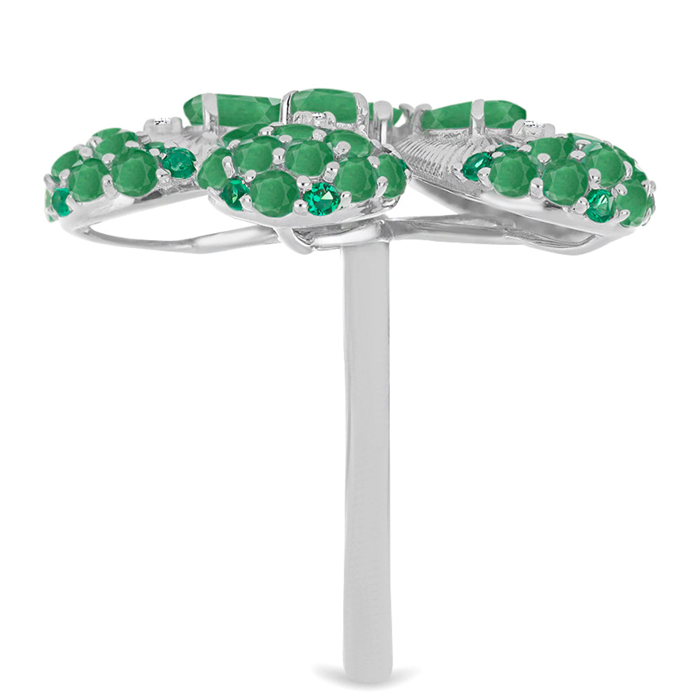 Hopeasormus Brasilian Smaragdilla ja Valkoisella Timantilla 4 