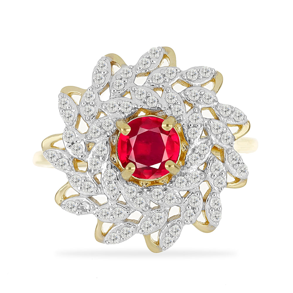 Kullattu hopeaSormus Malagassin Rubiinilla ja Valkoisella Topaasilla 1 