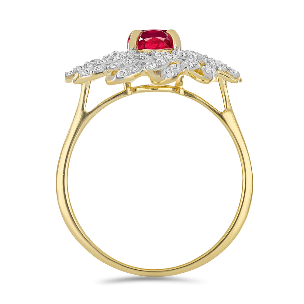 Kullattu hopeaSormus Malagassin Rubiinilla ja Valkoisella Topaasilla 2 