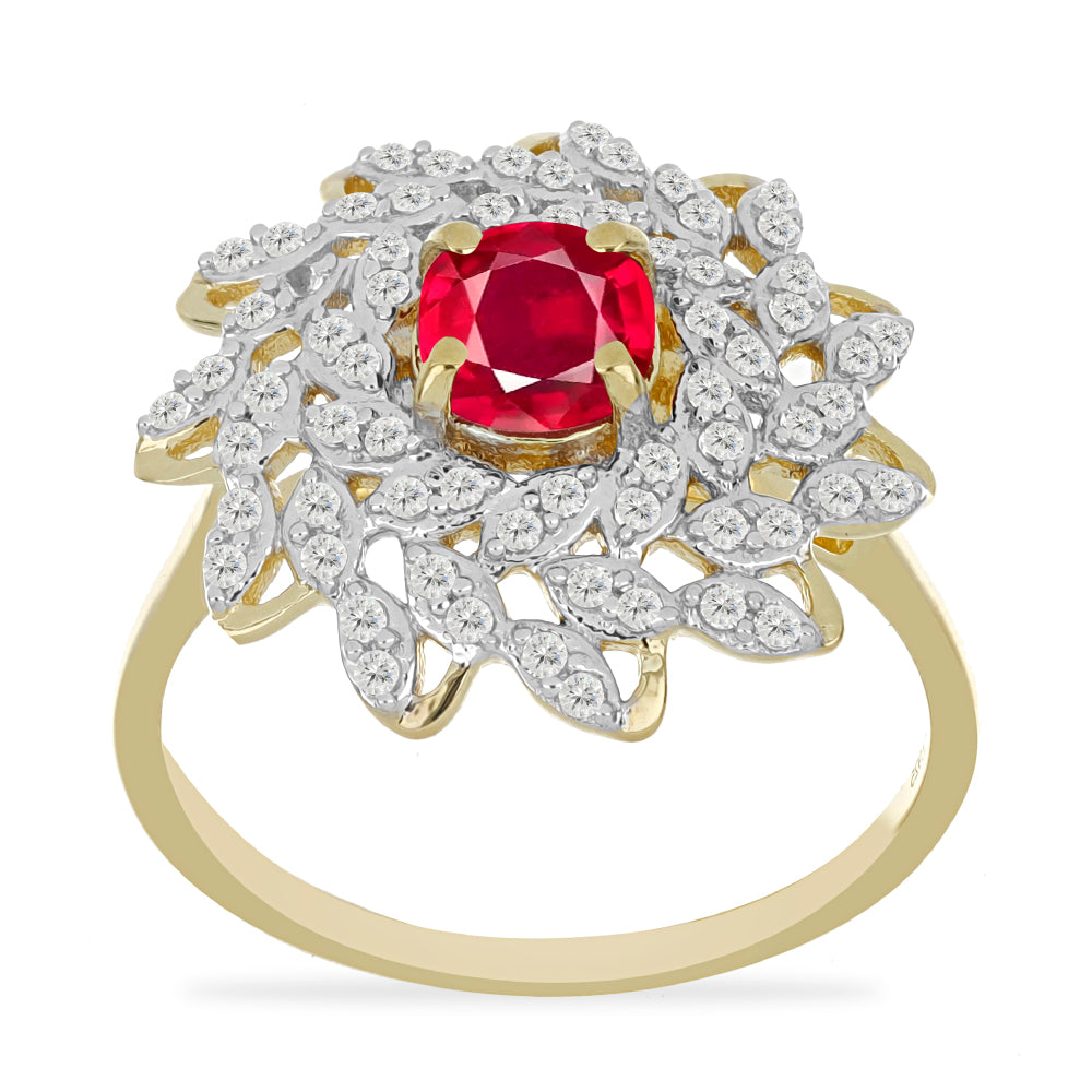 Kullattu hopeaSormus Malagassin Rubiinilla ja Valkoisella Topaasilla 3 