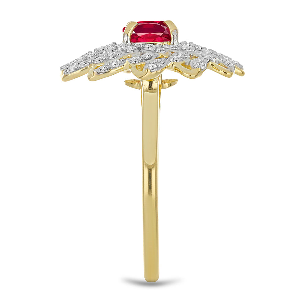 Kullattu hopeaSormus Malagassin Rubiinilla ja Valkoisella Topaasilla