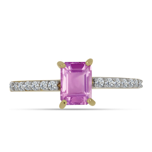 Kullattu hopeaSormus Pink Fluorite ja Valkoisella Topaasilla