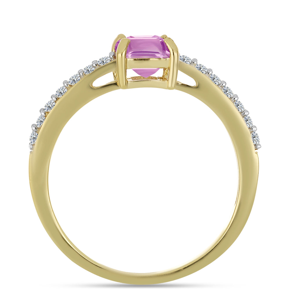 Kullattu hopeaSormus Pink Fluorite ja Valkoisella Topaasilla
