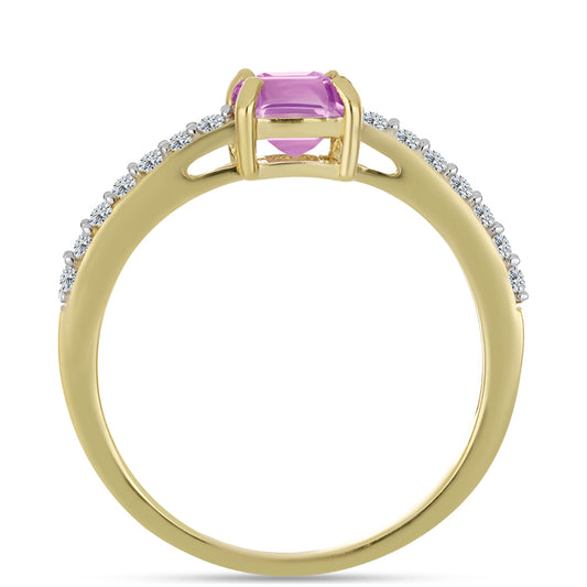 Kullattu hopeaSormus Pink Fluorite ja Valkoisella Topaasilla