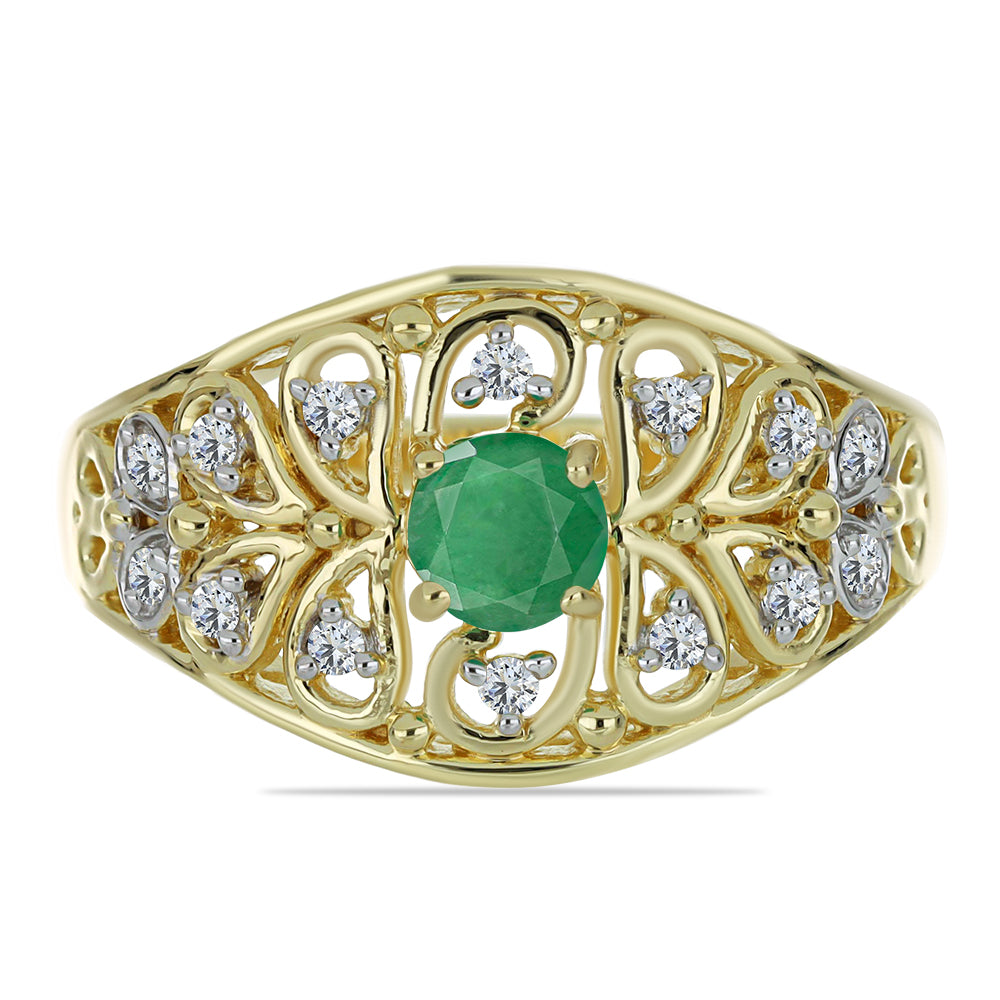 Kullattu hopeaSormus Brasilian Smaragdilla ja Valkoisella Topaasilla 1 