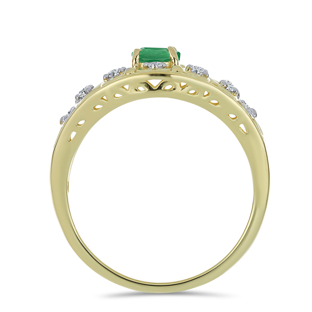 Kullattu hopeaSormus Brasilian Smaragdilla ja Valkoisella Topaasilla 2 