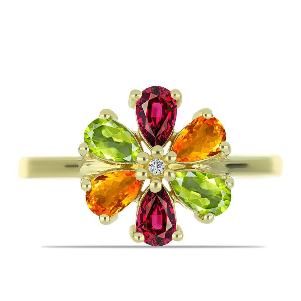 Kullattu hopeaSormus Chakra Turmaliinilla ja Valkoisella Topaasilla 1 