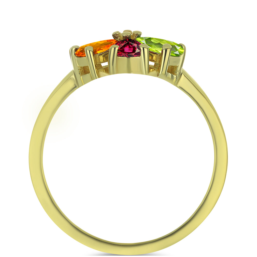 Kullattu hopeaSormus Chakra Turmaliinilla ja Valkoisella Topaasilla 2 