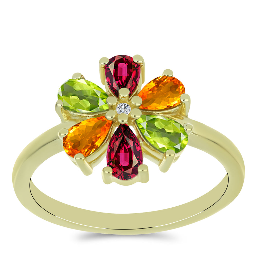 Kullattu hopeaSormus Chakra Turmaliinilla ja Valkoisella Topaasilla 3 