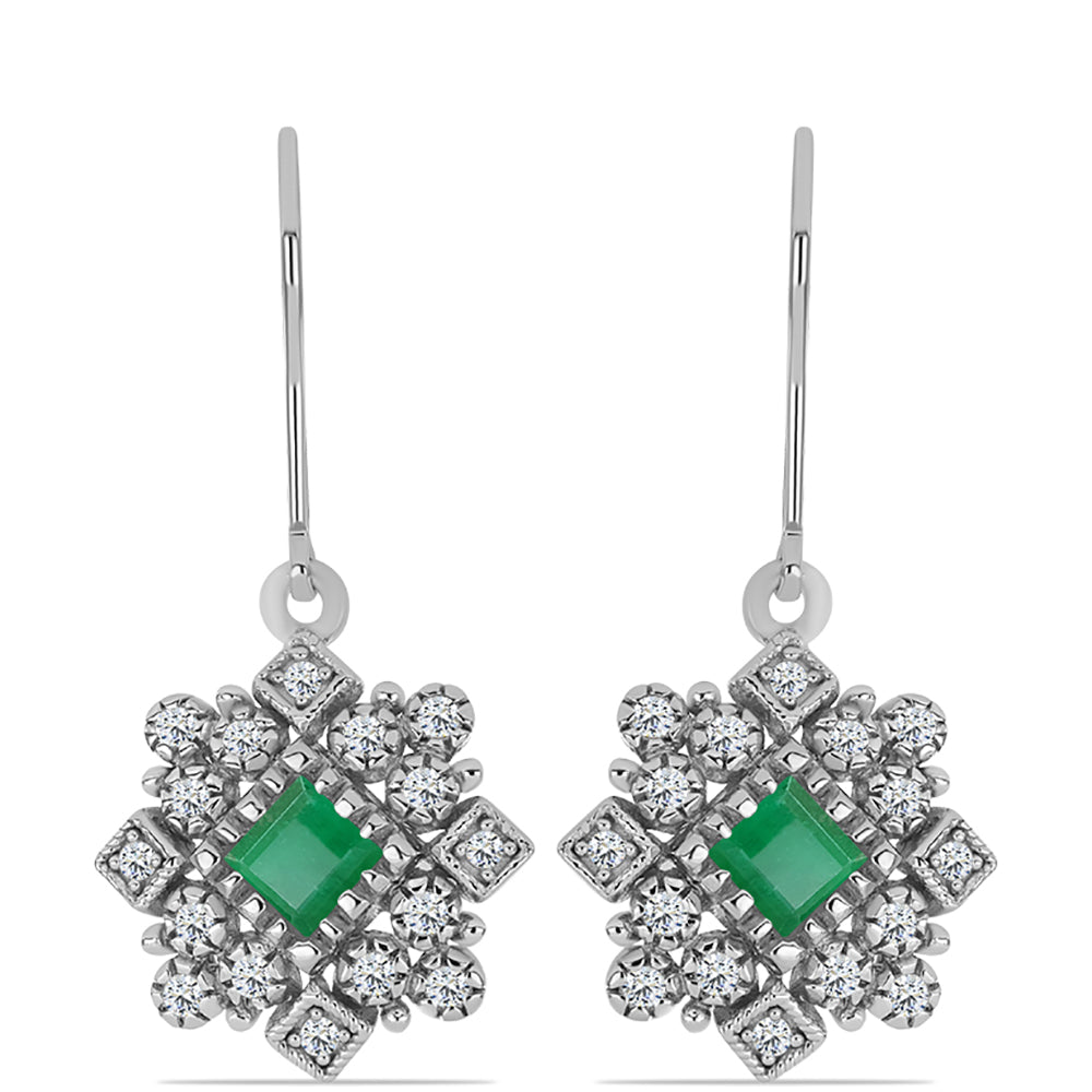 HopeaKorvakorut Brasilian Smaragdilla ja Valkoisella Topaasilla