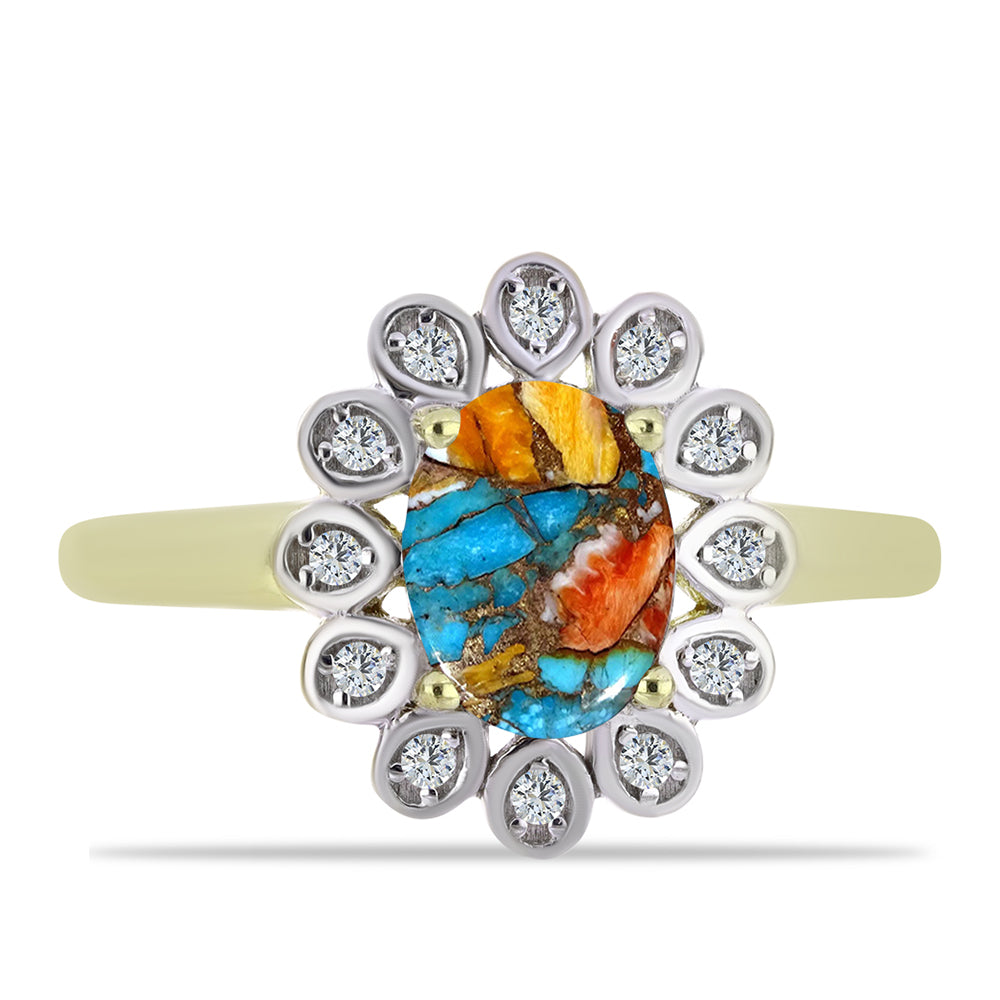 Kullattu hopeaSormus Osterin Turkoosilla ja Valkoisella Topaasilla 1 