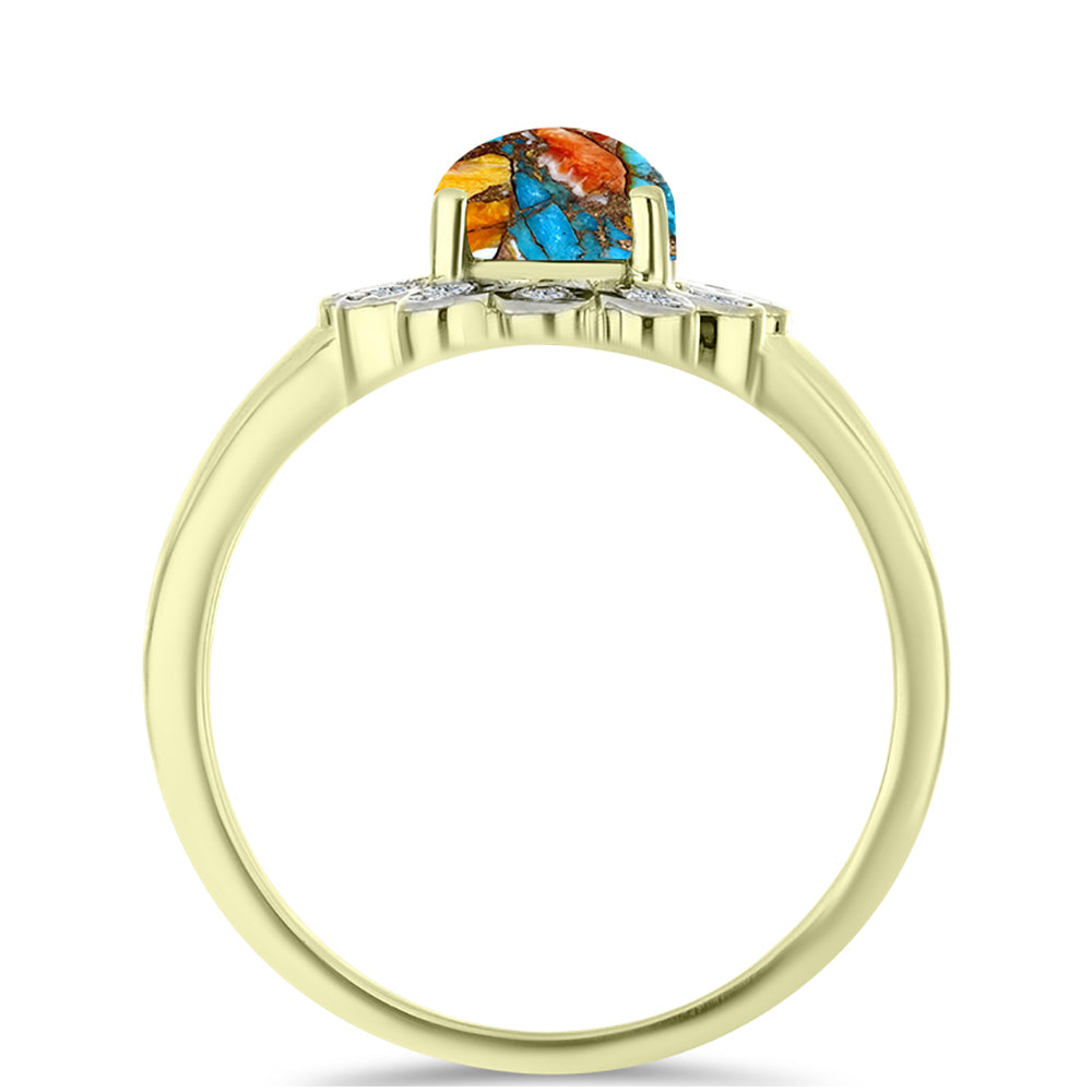 Kullattu hopeaSormus Osterin Turkoosilla ja Valkoisella Topaasilla 2 