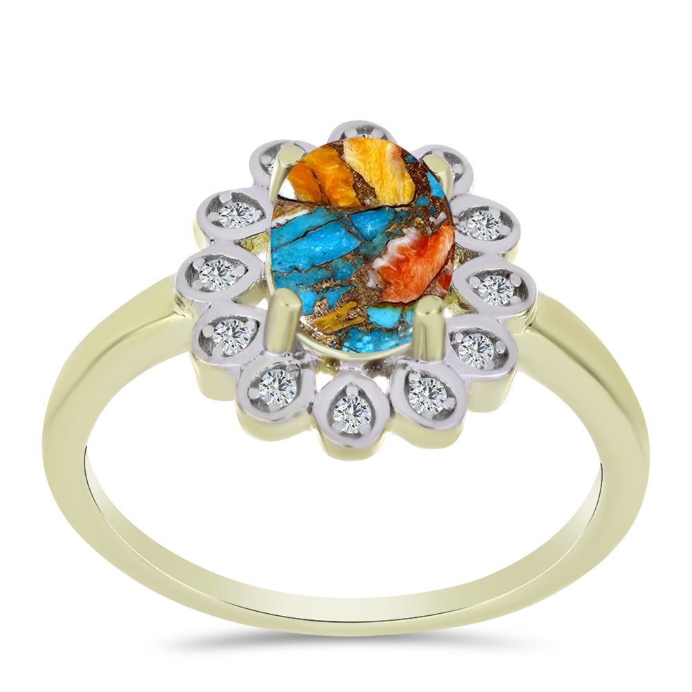 Kullattu hopeaSormus Osterin Turkoosilla ja Valkoisella Topaasilla