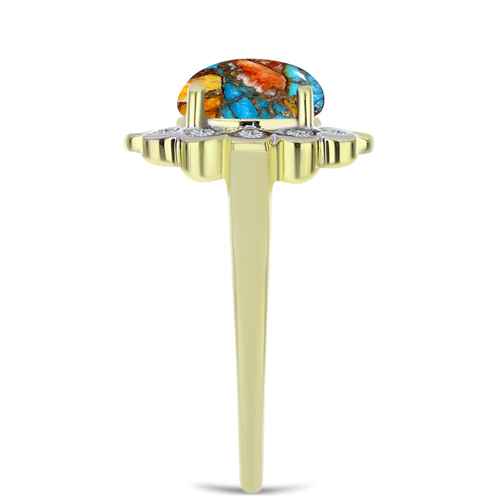 Kullattu hopeaSormus Osterin Turkoosilla ja Valkoisella Topaasilla 4 