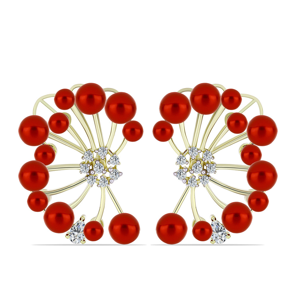 Kullatut hopeat Korvakorut Punainen makeanveden helmellä ja Valkoisella Topaasilla 1 