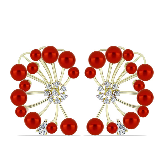 Kullatut hopeat Korvakorut Punainen makeanveden helmellä ja Valkoisella Topaasilla
