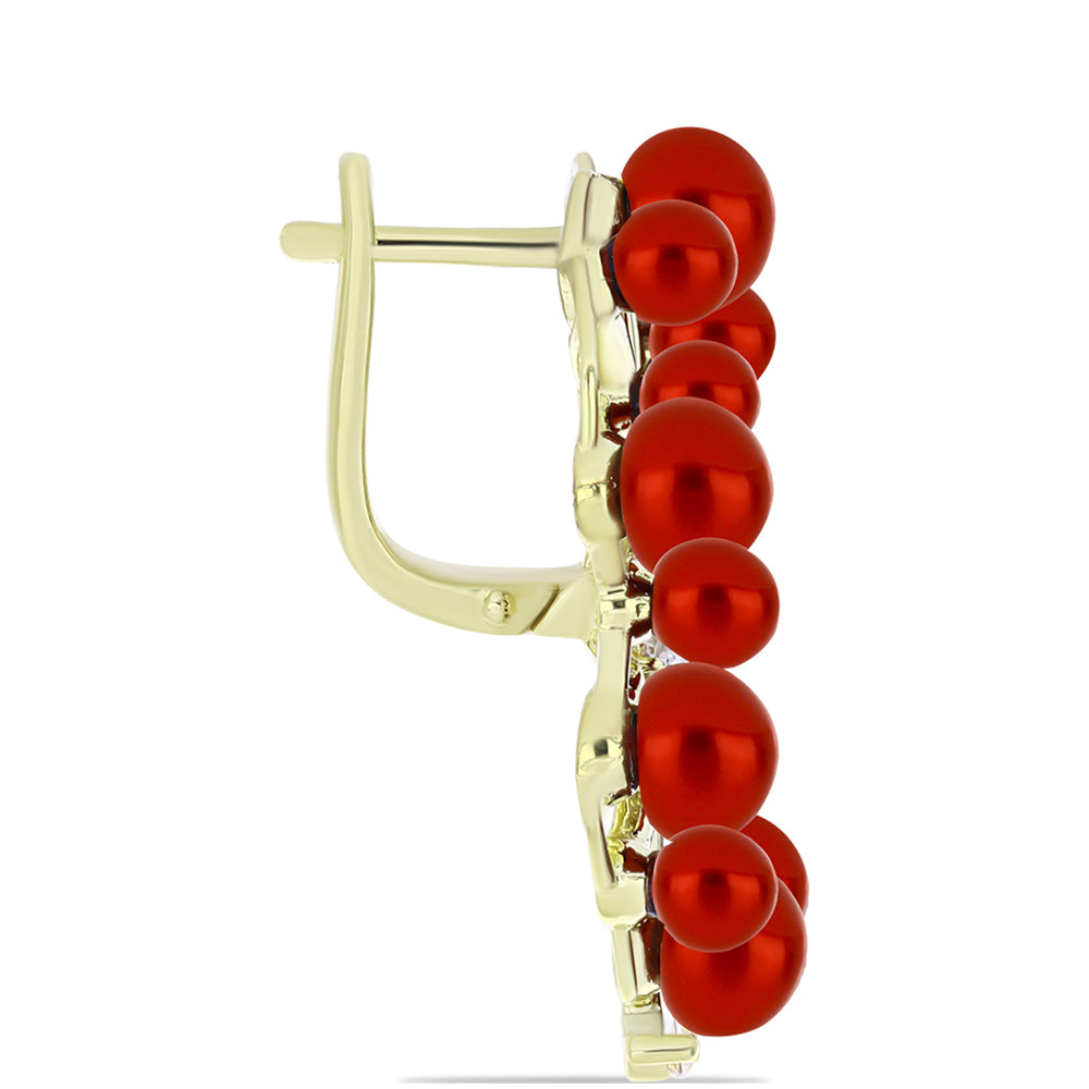 Kullatut hopeat Korvakorut Punainen makeanveden helmellä ja Valkoisella Topaasilla