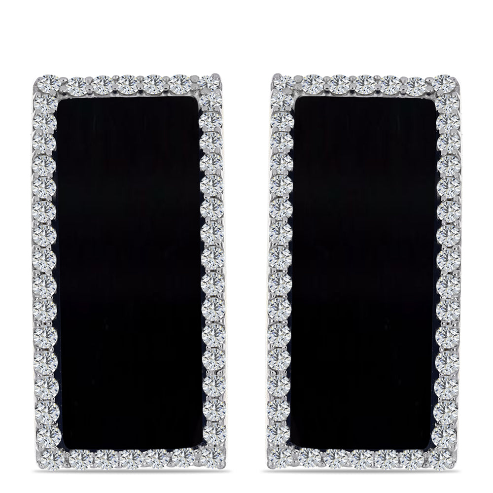 Kullatut hopeat Korvakorut Suwarin Mustalla Onyksilla ja Valkoisella Topaasilla