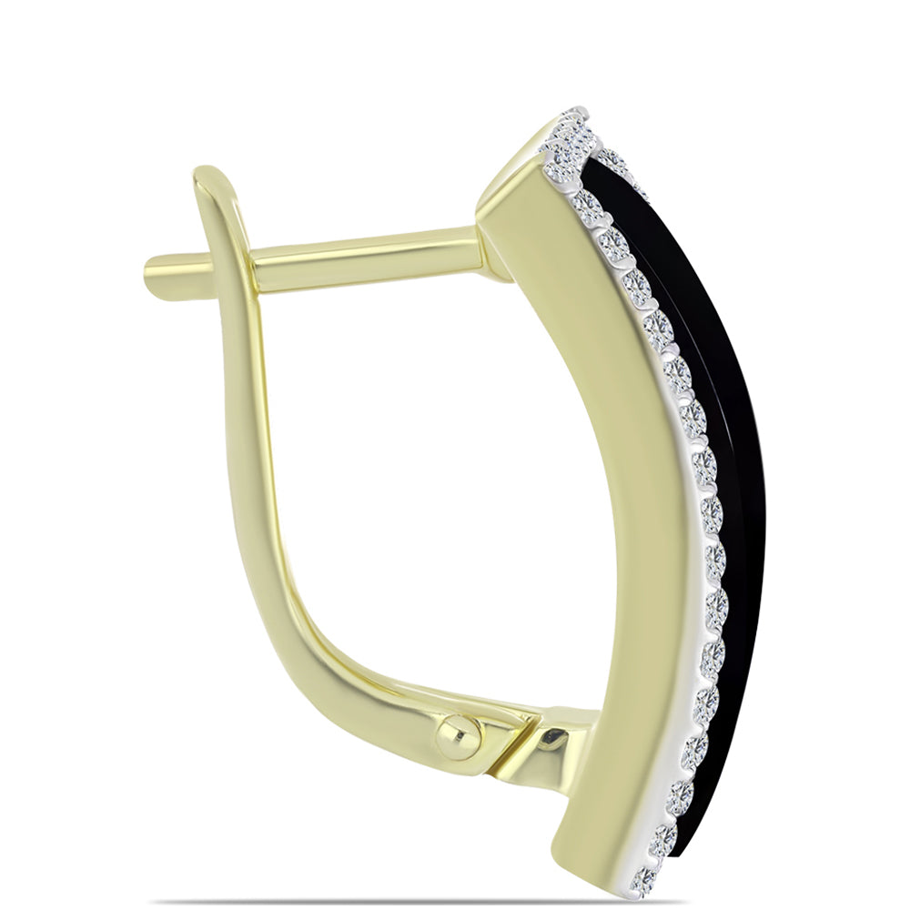 Kullatut hopeat Korvakorut Suwarin Mustalla Onyksilla ja Valkoisella Topaasilla