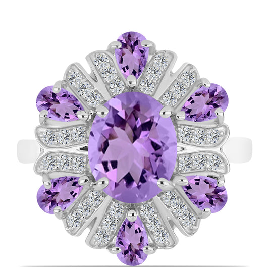 HopeaSormus Rose De France Ametistilla ja Valkoisella Topaasilla