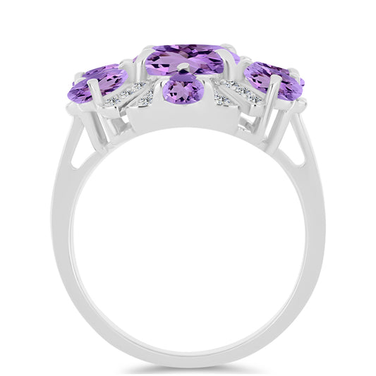 HopeaSormus Rose De France Ametistilla ja Valkoisella Topaasilla