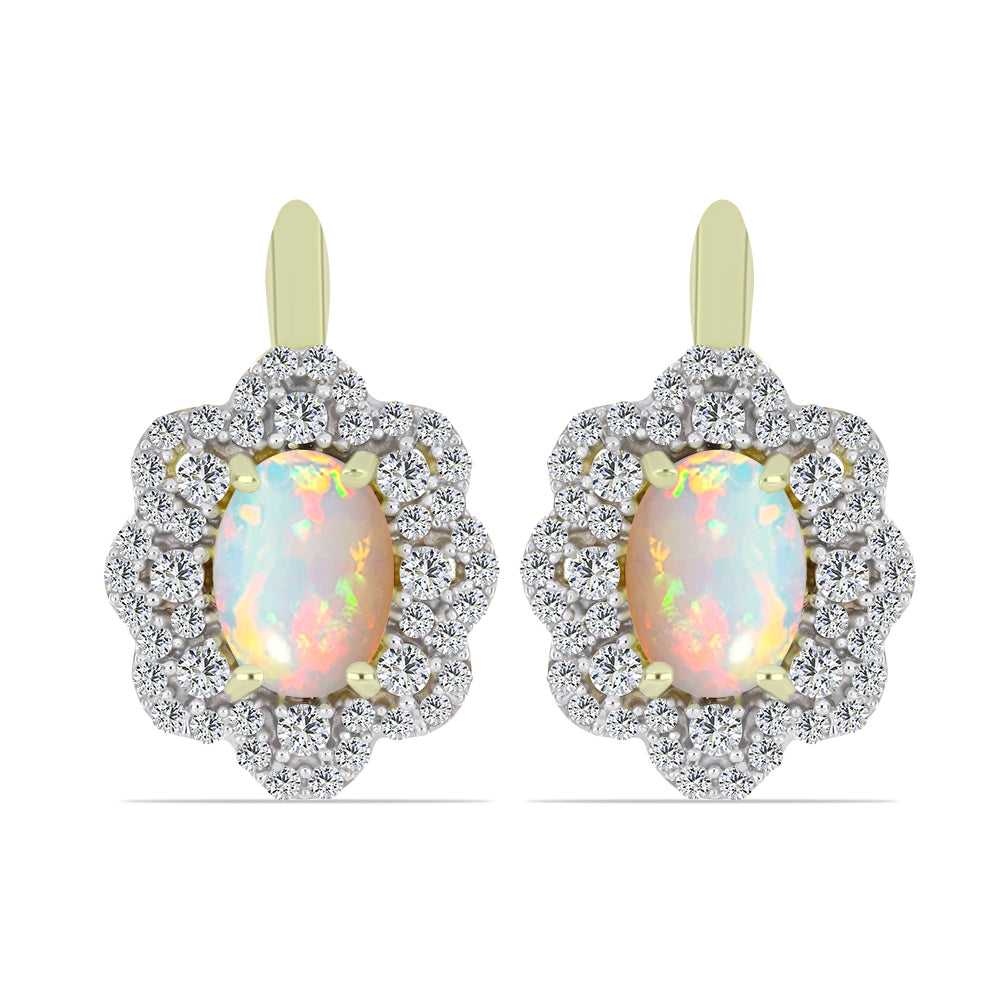 Kullatut hopeat Korvakorut Etiopialaisella Lega Dembi Opaalilla ja Valkoisella Topaasilla 1 